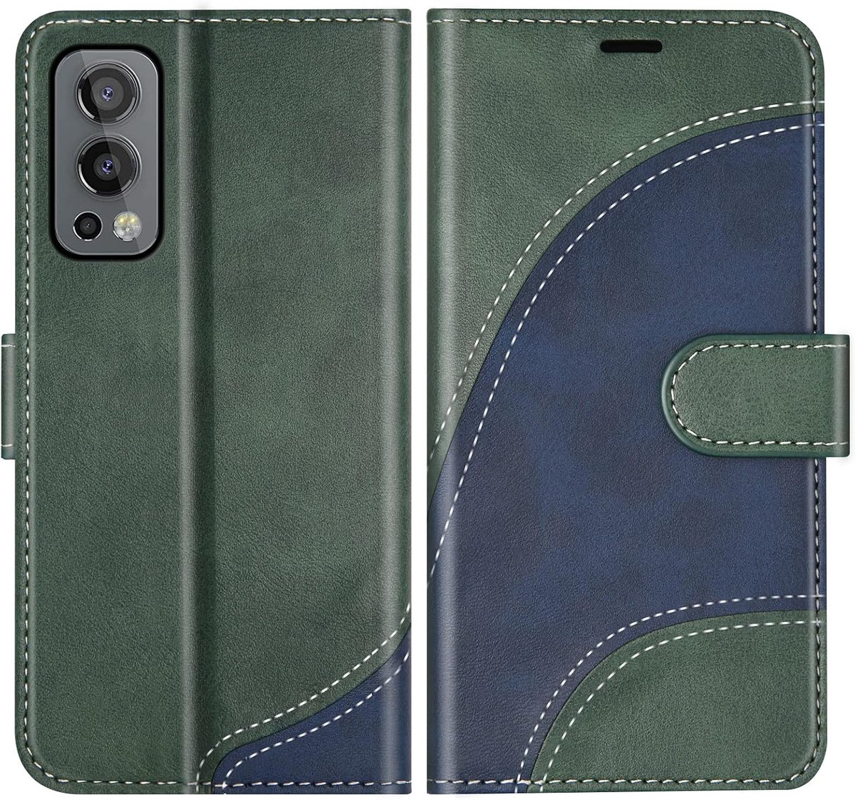 Hoesje voor OnePlus Nord 2 5G, PU Lederen Bookcase Portemonnee Beschermhoes Telefoonhoesjes, Flip Case Beschermhoesje voor OnePlus Nord 2 5G, Groen