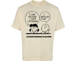 Peanuts Charlie Brown and Lucy - Oversized Heren Oversized T-shirt - natuur - XL