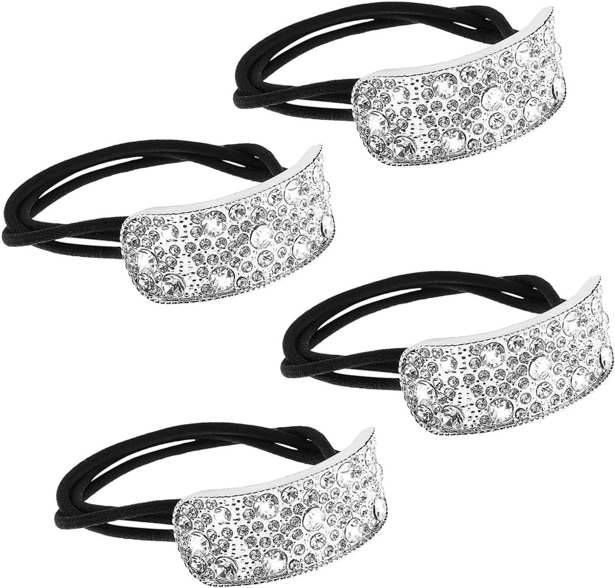 Banden, elastische paardenstaarthouder schittert Diamond Fashion Hair Styling Accessoires voor dames meisjes (zilver)