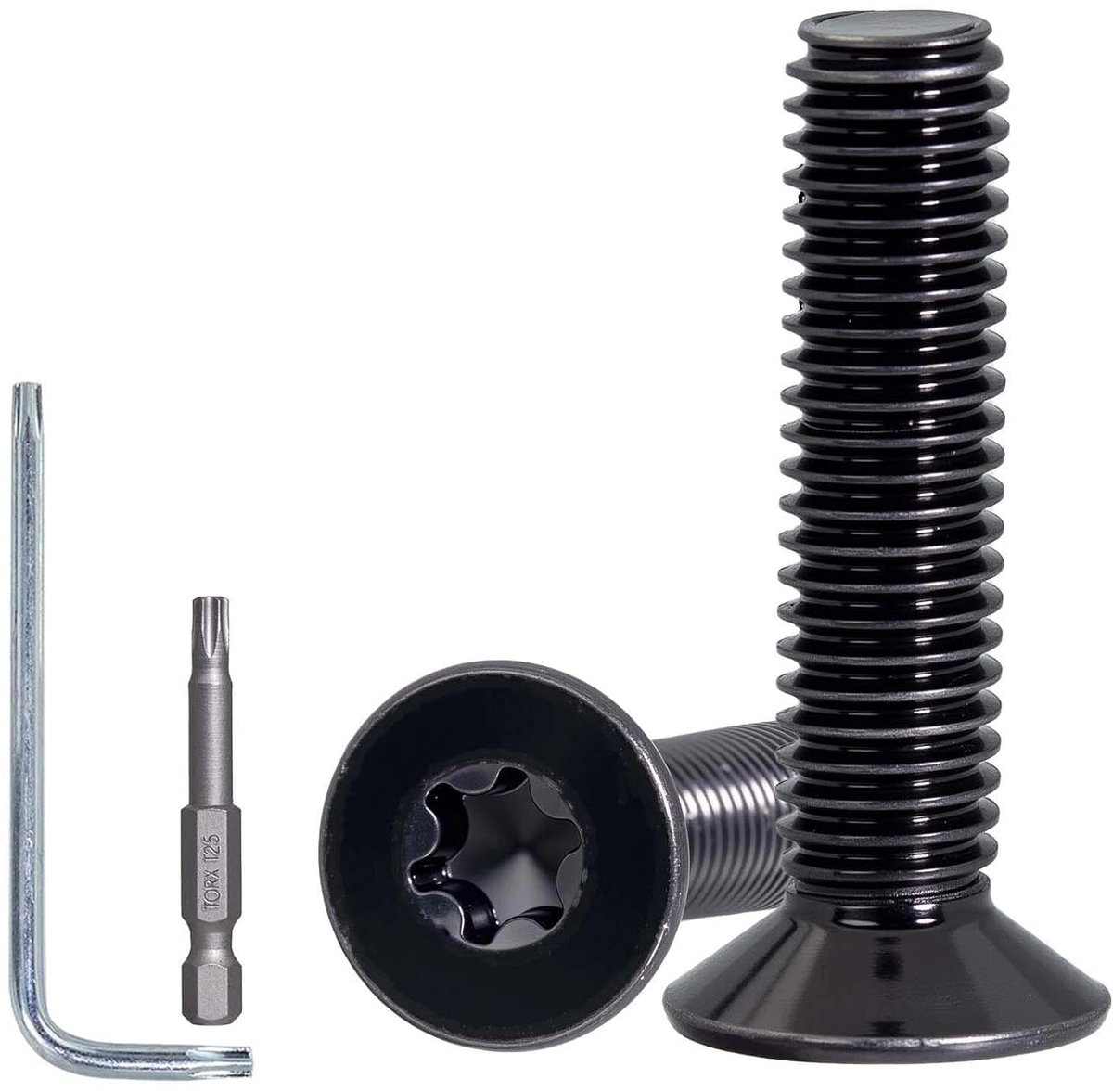 50 stuks verzonken kopschroeven M5 × 16 mm, roestvrij staal A2 V2A zwart, verzonken kop, Torx-schroef, M5 fijndraad voor meubelbouw, machinereparatie, autobevestigingen, inclusief T25 Torx-bit en
