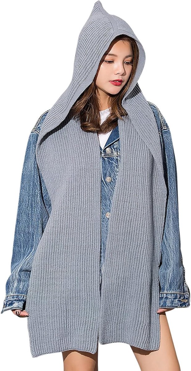 Sjaal winter uniseks wintersjaal gebreide grof gebreide sjaal met capuchon gebreide sjaal poncho dekensjaal dames heren sjaal moderne herfstsjaal winddicht dames sjaal lange capuchon sjaal outdoor