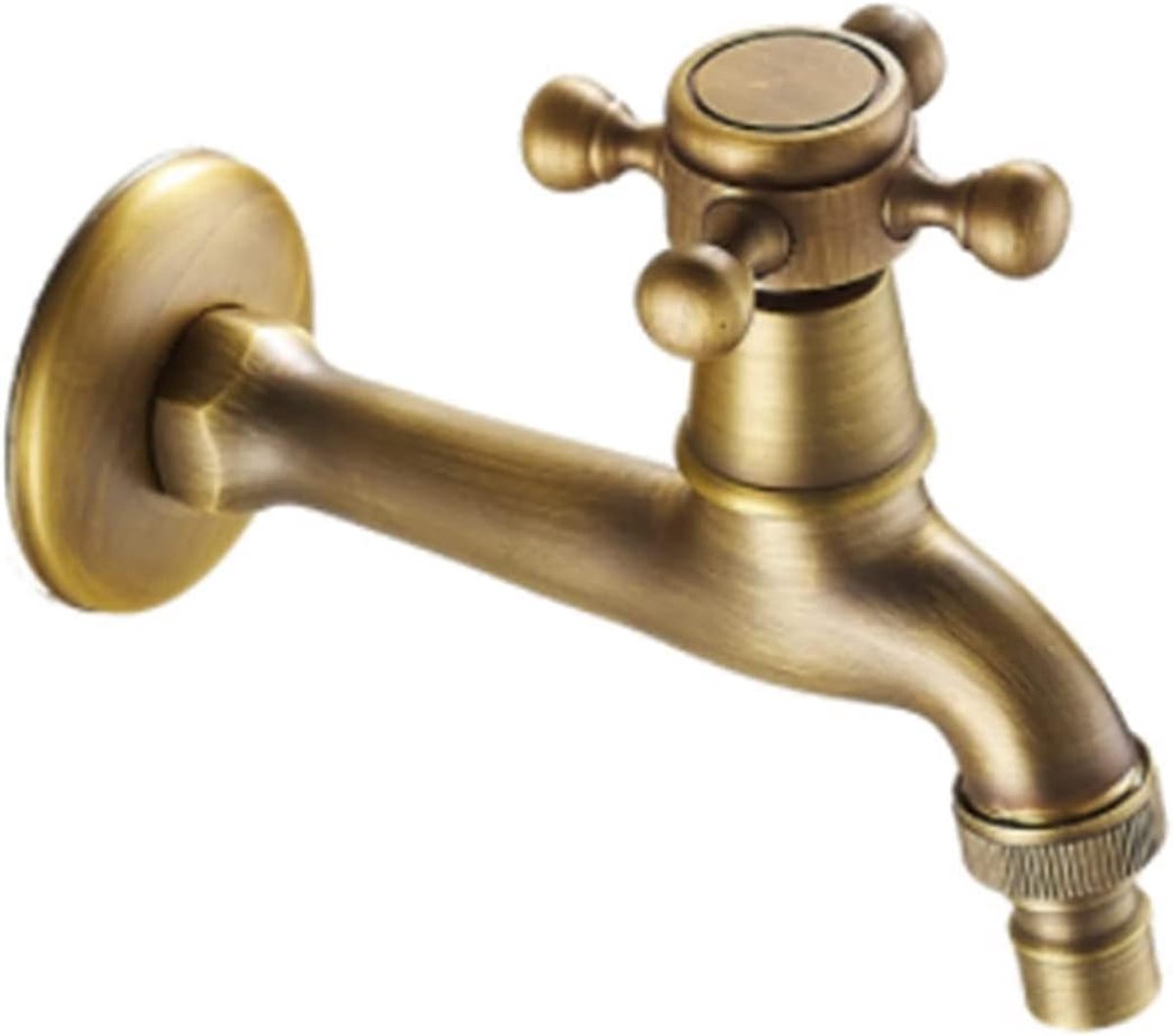 Kraan 1/2 inch Antiek Messing Muurbevestiging voor Badkamer Keuken Toilet Tuin (een uitgang 1)