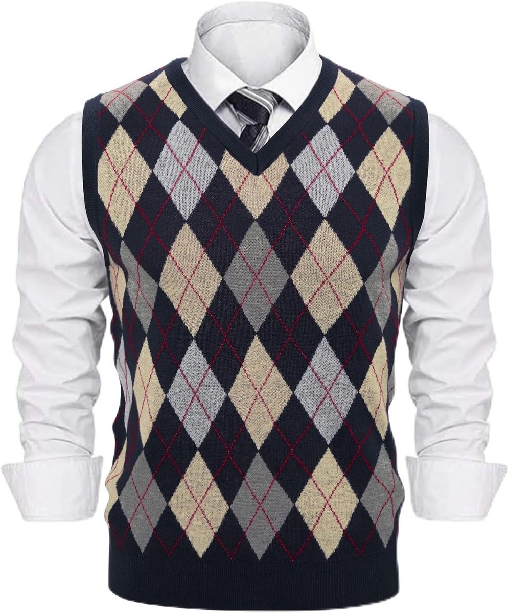 Pullunder voor heren vest heren gebreid vest mouwloos regular fit V-hals effen