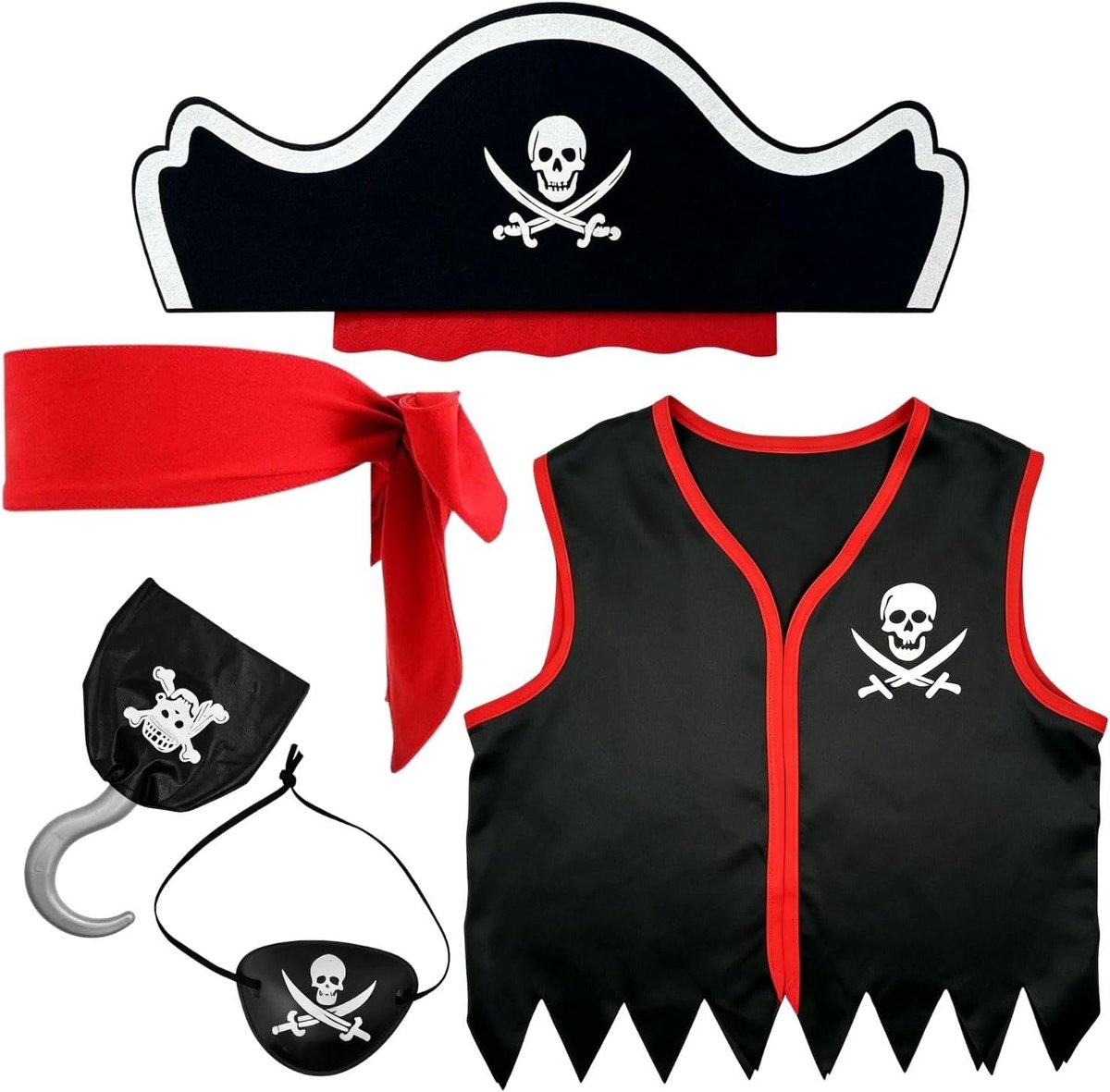 5 stuks piratenkostuum voor kinderen, piratenkostuum, accessoires voor