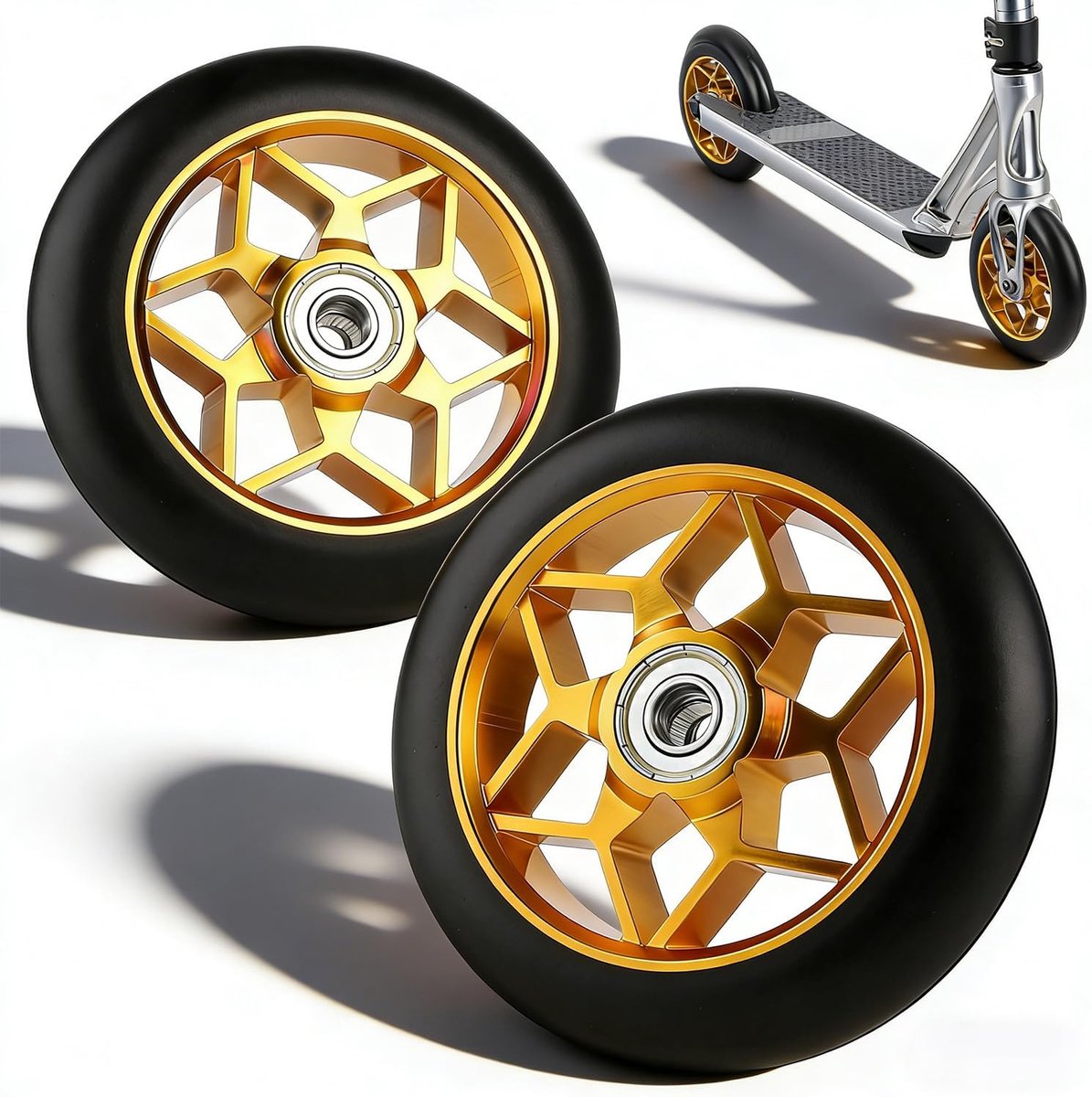 Scooterwielen, 2 stuks reservewielen voor scooter, 110 mm stuntscooterbanden met ABEC, aluminium scooterbanden 88A, 9 kogellagers, snel, gripvast, duurzaam, geschikt voor alle soorten scooters