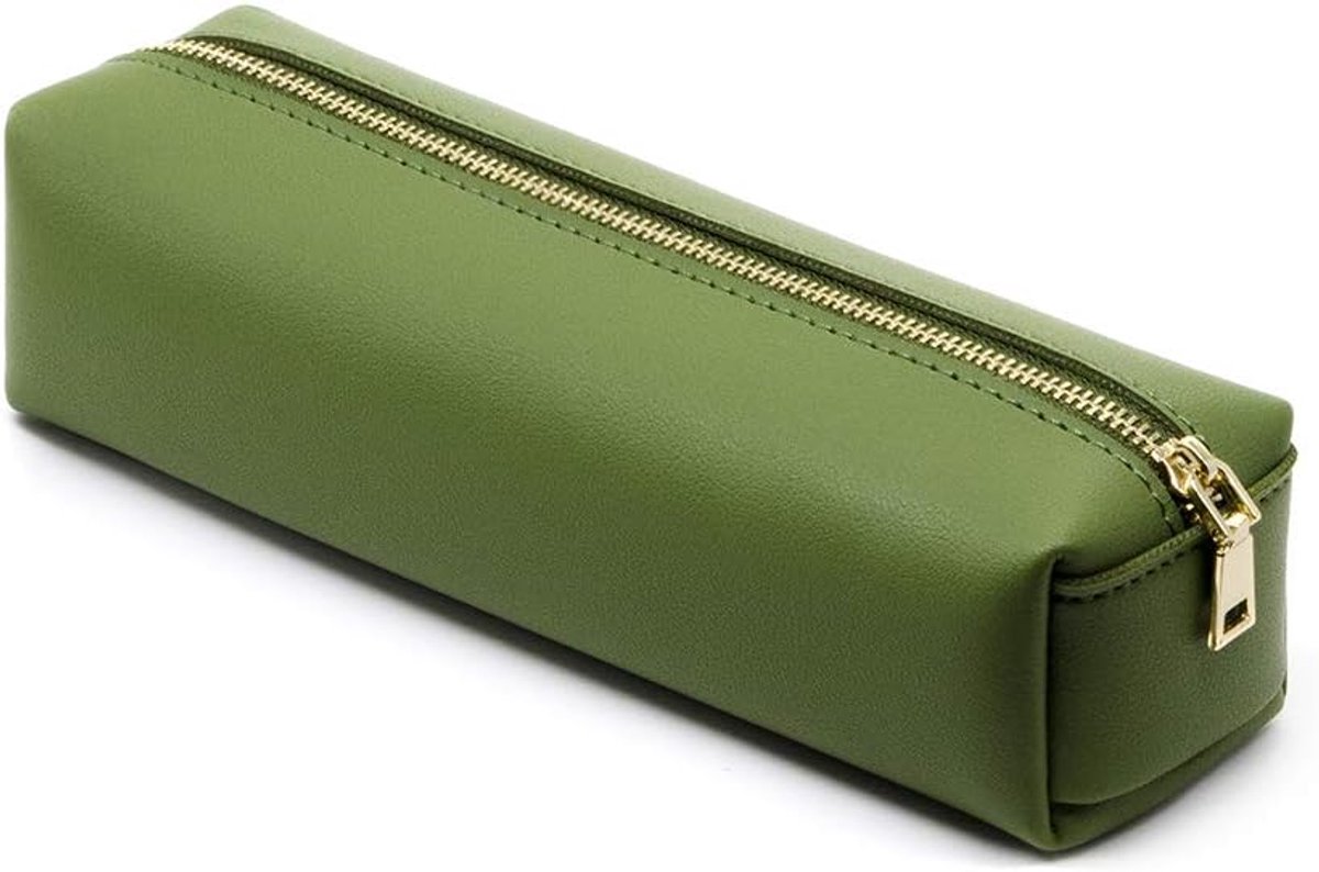 Potlood Pen Case Draagbare Briefpapier Tas Grote Capaciteit Potlood Pouch Cosmetische Organizer Tas voor Student, Groen
