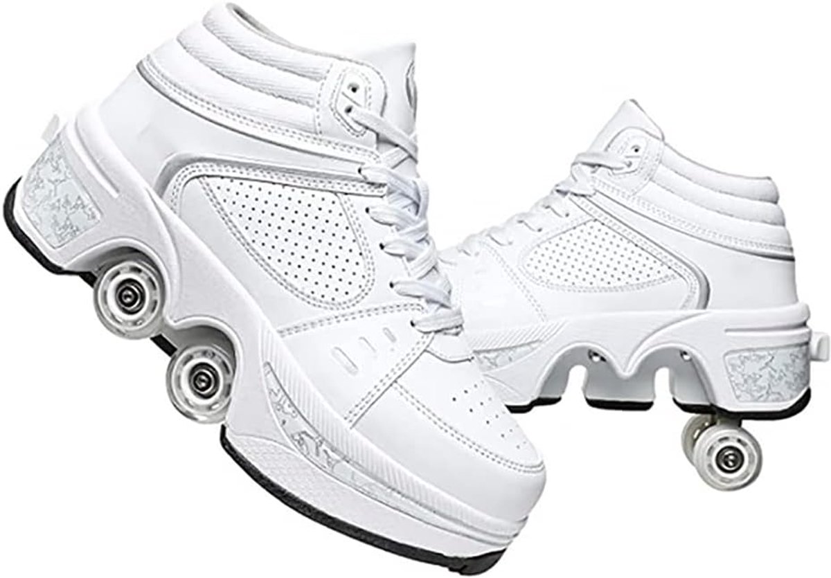 Schoenen met wielen LED lichtgevende schaatsen 4-reel verstelbare rolschaatsen verborgen wiel voor hardloopsportschoenen om mee te spelen voor mannen, vrouwen en kinderen
