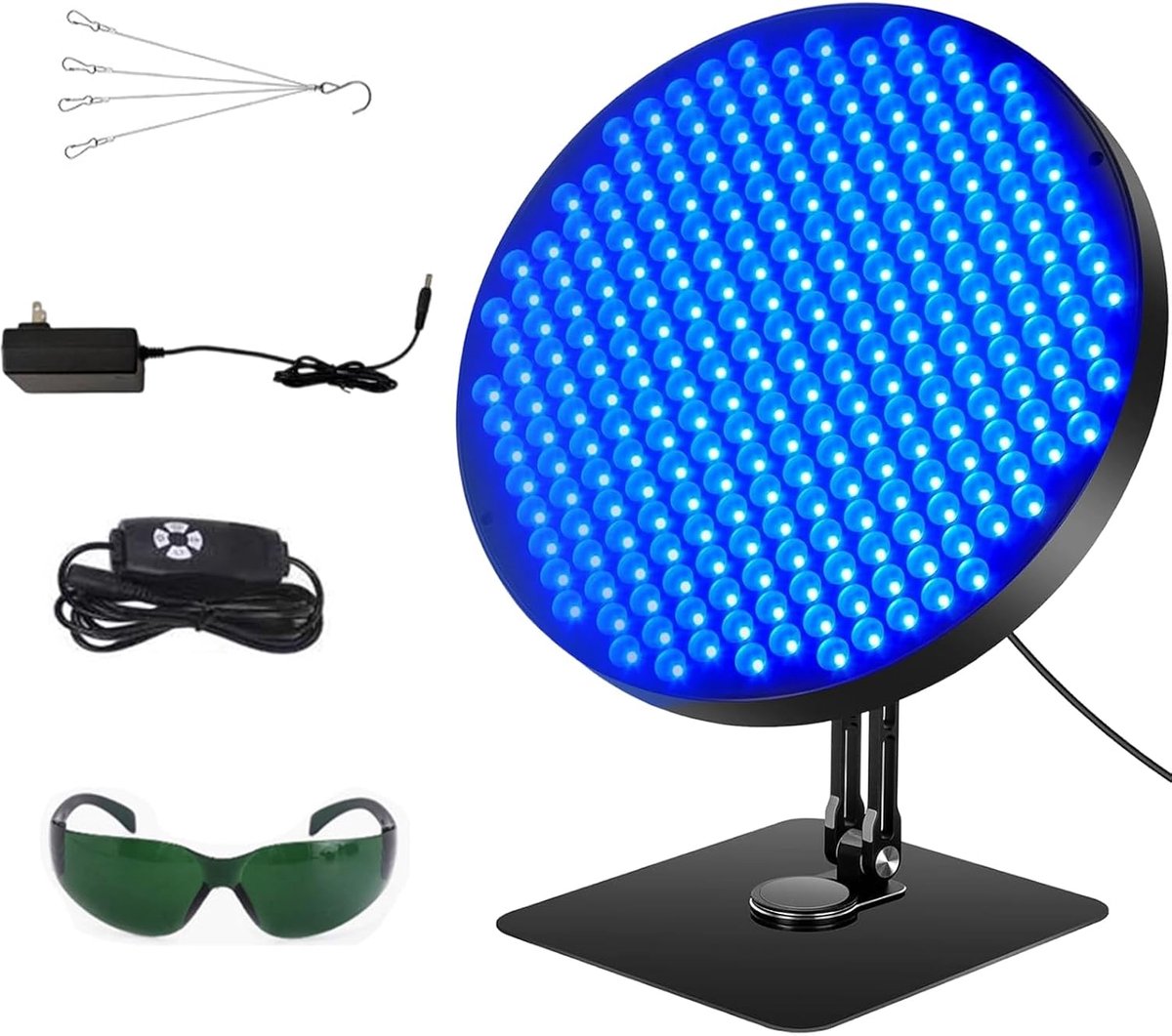 Solarium voor thuis, 460 NM bruiningslicht, solarium met 250 leds, 50 W bruiningslamp met zonnebril, 360 graden verstelbare metalen standaard en timer, bruiningslamp, gezichtsbruiner voor lichaam en