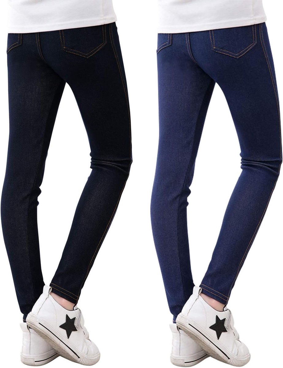 Leggings Katoen Set van 2 Zwart, Marineblauw 116-122 EU (Fabrikant Maat: 120)