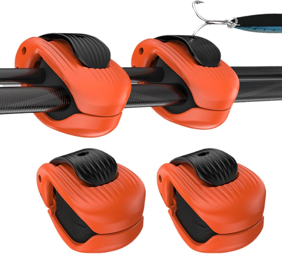 Angelruten-Clips - 4-teiliges Stütz- und Halterungssystem für Zubehör und Werkzeug - Rutenständer - Für Enthusiasten, Männer, Frauen, Familien, Outdoor, , Boote, Zuhause Und