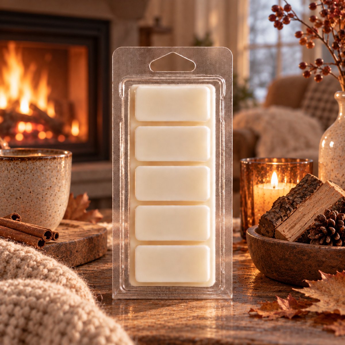 Waxmelts Cozy Fire - Snapbar - 55 gram - Sojawas - Herfst - Handmade - Dierproefvrij - Vegan - Huisparfum - Voor in geurbrander - Waxbrander - Geur in huis - Wax melt - Geurkaars - Parfum