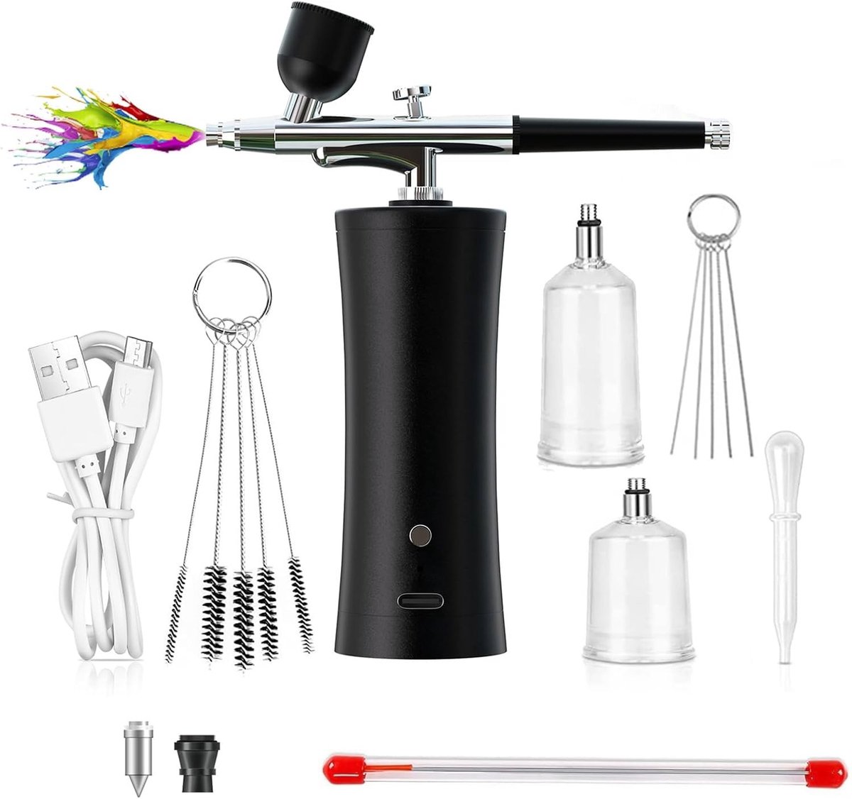 Draadloze Professionele Airbrush met Compressor voor Nagelkunst, Modelbouw en Schilderen - Oplaadbare Set voor Creatieve Projecten en Decoratie