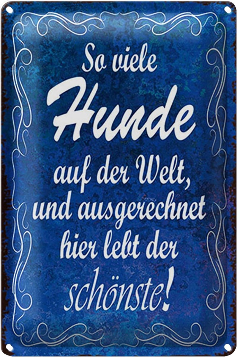 metalen bord | zoveel honden | decoratie voor hondenliefhebbers | 20 x 30 cm
