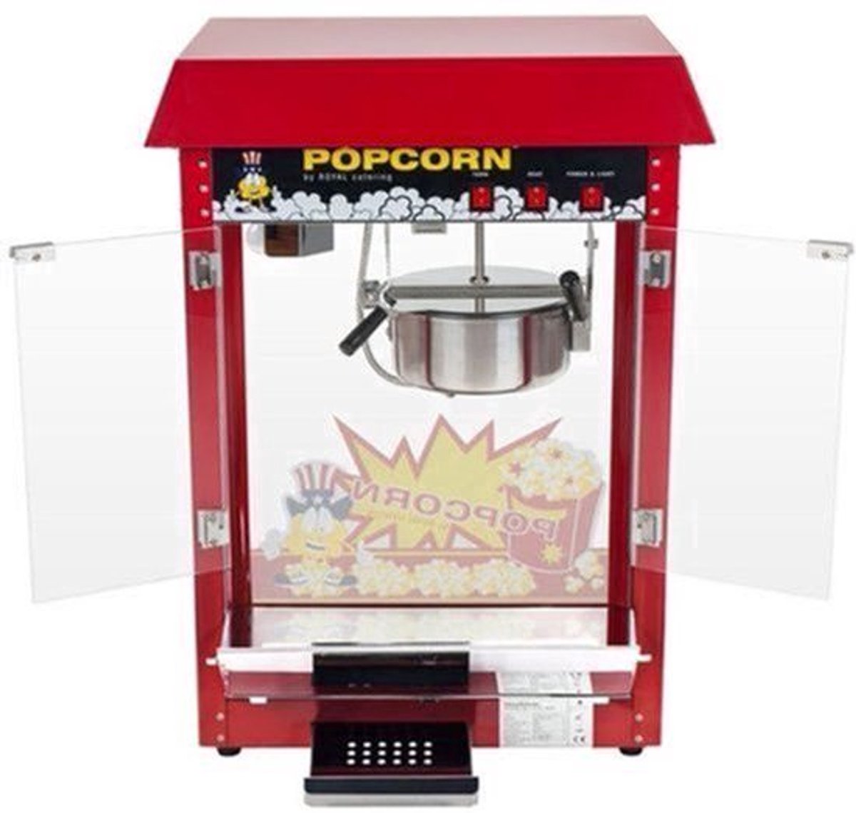 Popcornmachine – Popcornmaker – Snackmachine – Popcornapparaat – Snackautomaat – Hoge Capaciteit 5-6 kg/uur – Teflon Antiaanbaklaag met Glazen Behuizing