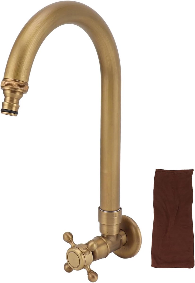Antieke wandkraan voor buitengebruik, koud water, 360 graden draaibaar, vorstbestendig, ideaal voor tuin en keuken