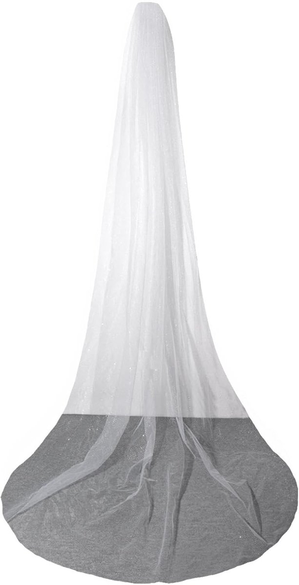 bruiloft bruidssluier 118 Inch Witte Parel Bruidssluier Met Metalen Kam 1 Tier voor Vrouwen en Bruid, Ivoorwit