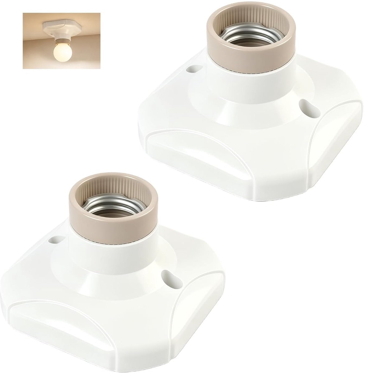 2 stuks E27 lamphouder plafond voor led- en spaarlampen, plafondfitting zonder kabel, keramisch binnenmateriaal, vlamvertragende buitenbasis, voor kelder, carport, houten muren en werkplaats