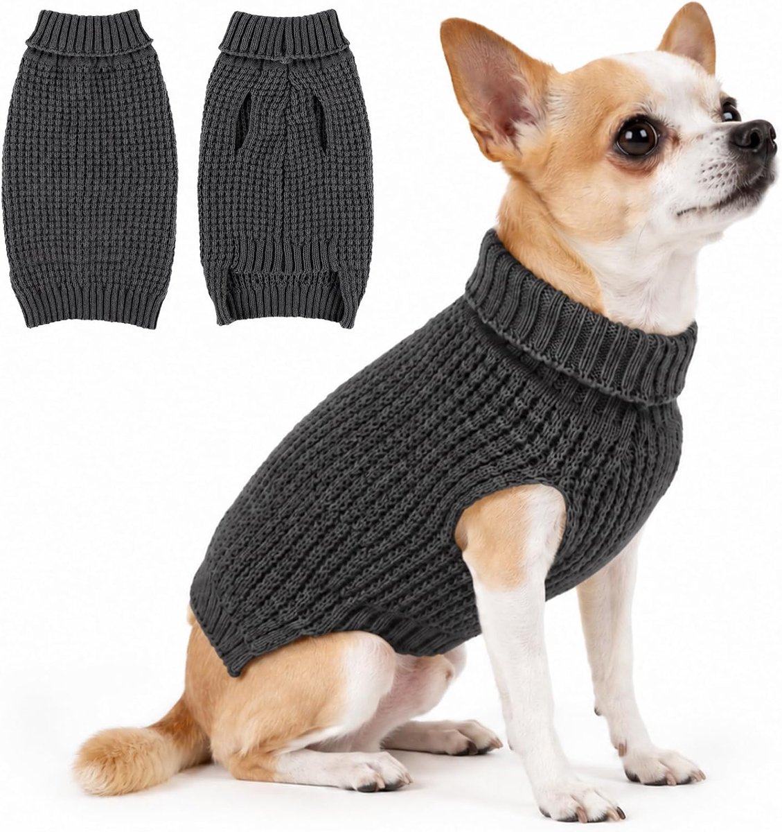 Gebreide Trui voor Kleine Hond of Kat, Warme Coltrui Huisdier Trui Zachte Rekbare Pullover Puppykleding Mouwloos Winter Kittens Vest