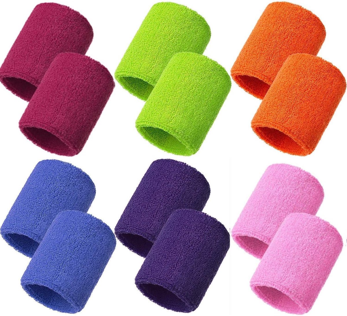 absorberend, zweetband, pols, 6 paar, elastische katoenen sportpolsbanden voor tennis, squash, badminton, gymzaal, basketbal