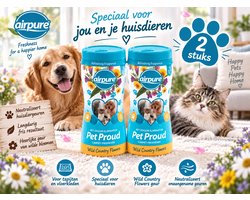 Airpure Pet Proud Carpet Freshener 2 x 500g – 2 Stuks Tapijtverfrisser tegen Huisdiergeuren – Wild Country Flowers