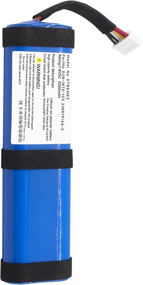 5200mAh Vervangende Batterij Lithium 7.4V voor JBL Xtreme 2, SUN-INTE-103 2INR19/66-2 Draadloze Bluetooth Luidspreker