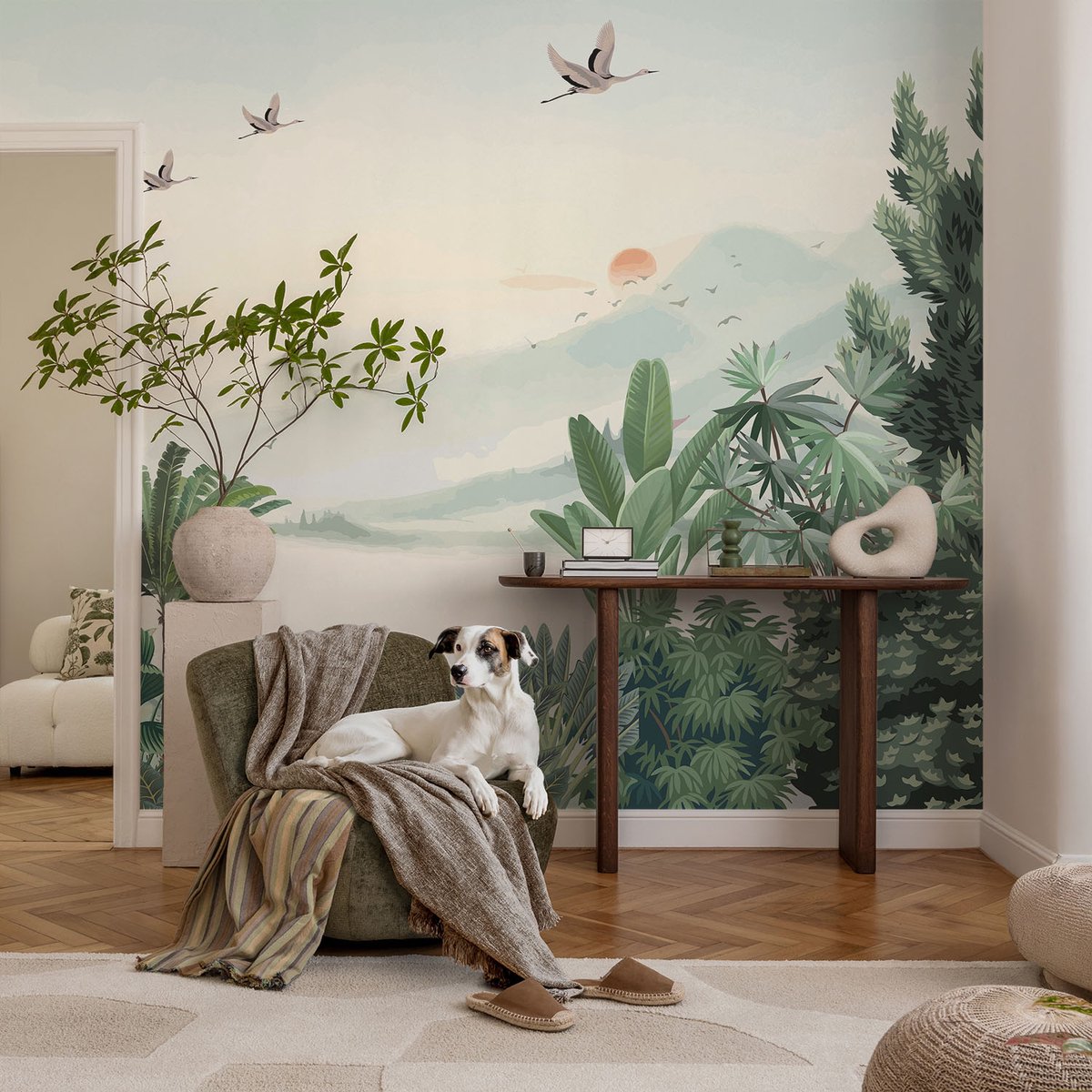 Coloray Vliesbehang - Groente Snellijm Behang - 104x70 cm - Tropische Oase Fotobehang Vlies - Woonkamer behang Landschappen - Muurschildering - Woonkamer behang