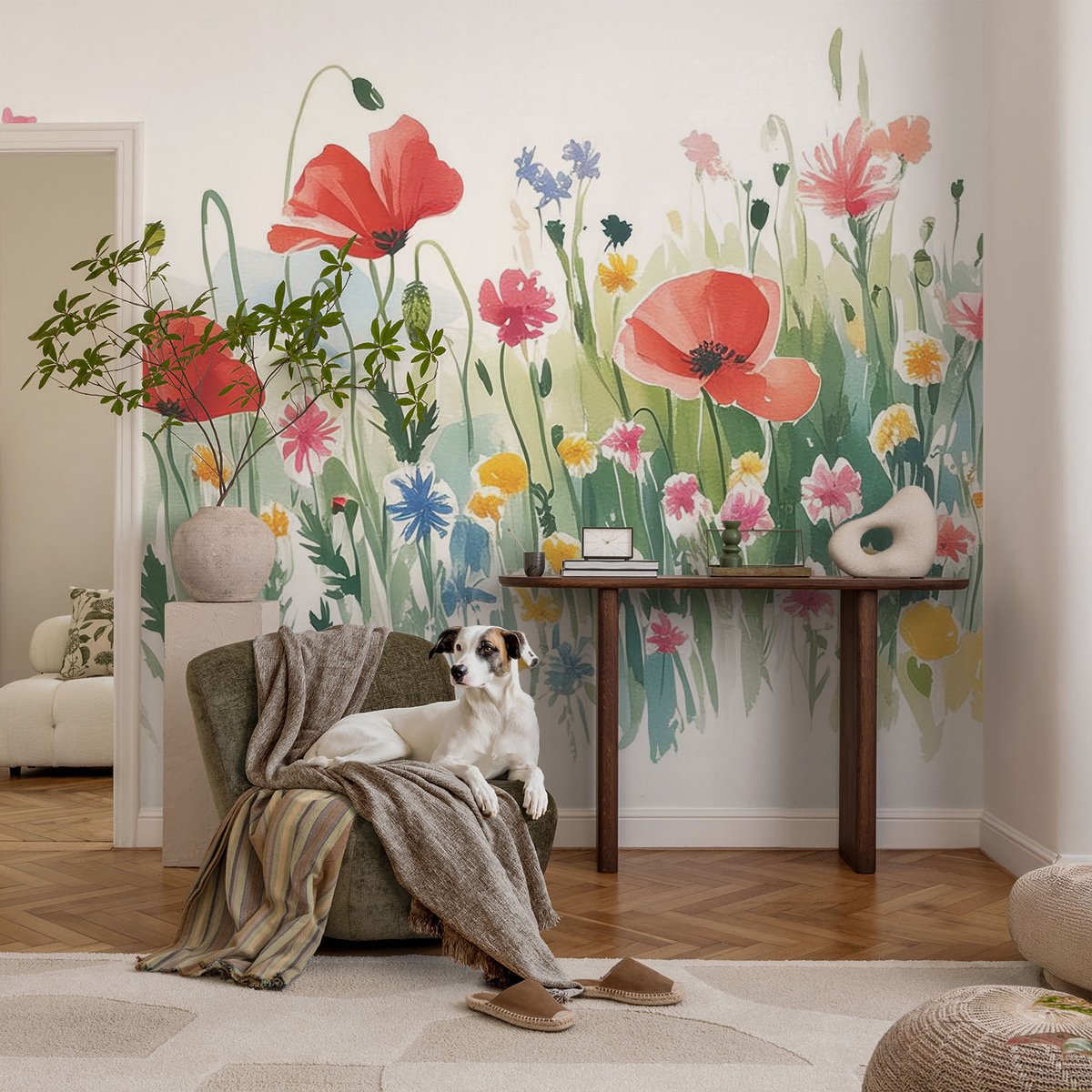 Coloray Vliesbehang - Groente Snellijm Behang - 104x70 cm - Zomerweide Fotobehang Vlies - Hal behang Bloemen En Planten - Muurschildering - Woonkamer behang