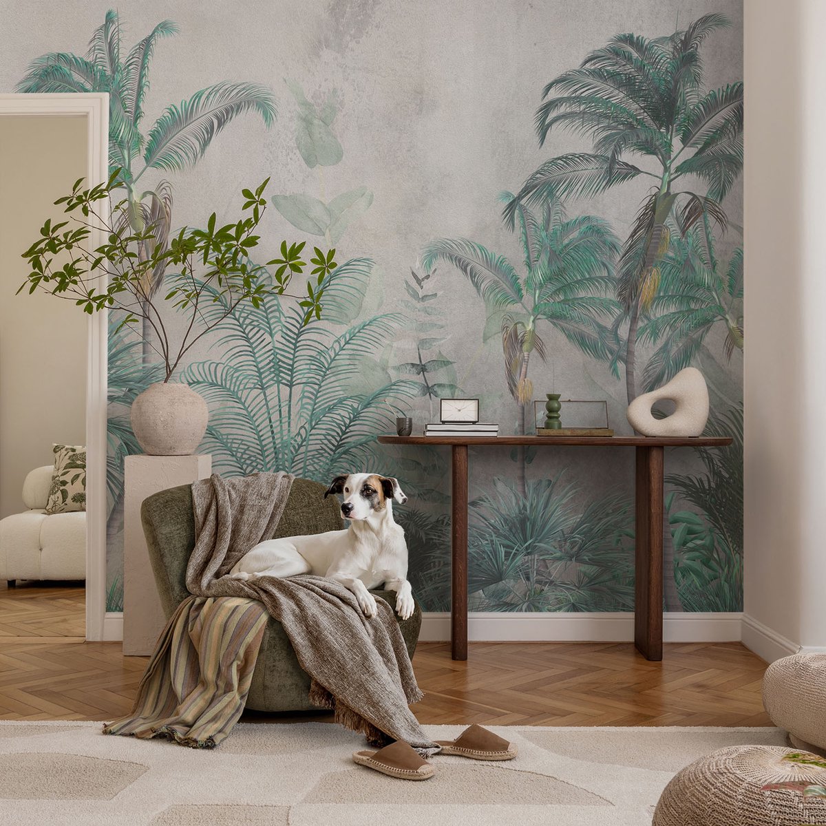 Coloray Vliesbehang - Groente Snellijm Behang - 104x70 cm - Exotische Oase Fotobehang Vlies - Hal behang Bloemen En Planten - Muurschildering - Hal behang