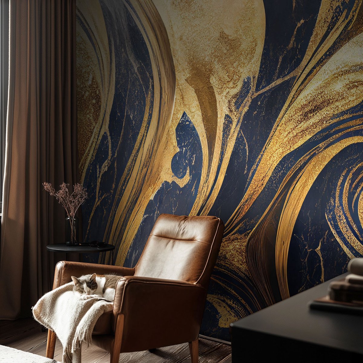 Coloray Vliesbehang - Marine Snellijm Behang - 104x70 cm - Marmerpatronen Muurschildering - Gang behang Abstractie - Fotobehang Vlies - Slaapkamer behang