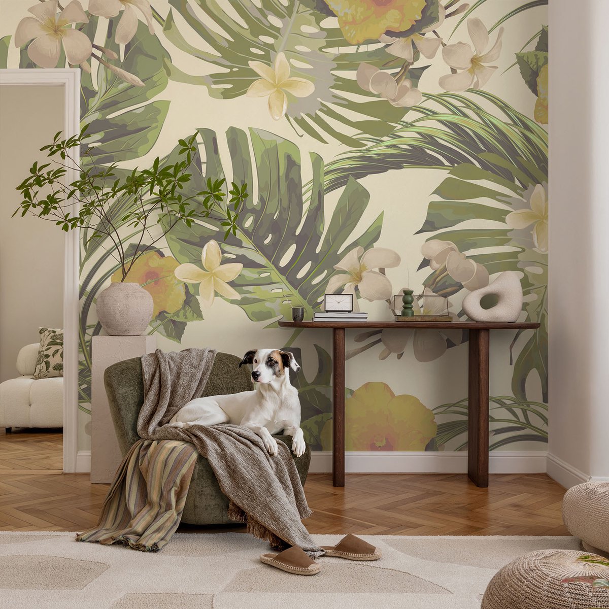 Coloray Vliesbehang - Groente Snellijm Behang - 104x70 cm - Exotische Flora Fotobehang Vlies - Woonkamer behang Bloemen En Planten - Muurschildering - Woonkamer behang