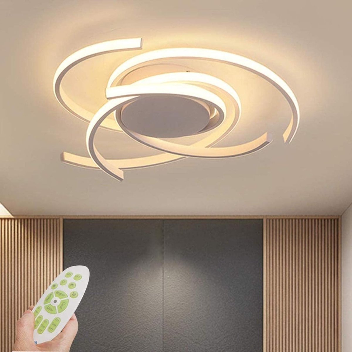 LED dimbare plafondlamp met afstandsbediening keukeneiland lamp eettafel creatieve spiraal bloemenvorm design metaal acryl plafond kroonluchter verlichting, wit