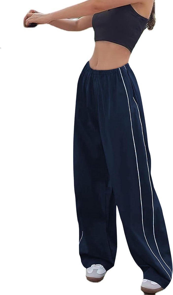 Track Pants dames parachute broek Y2k broek baggy cargobroek wijde pijpen track pants vintage baggy broek voor vrouwen streetwear elastische taille vrijetijdsbroek broek