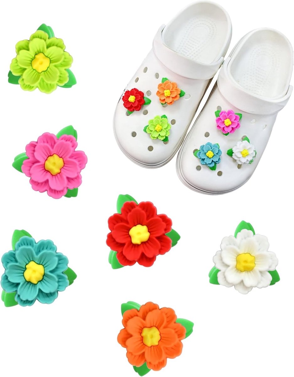 Bedels met pinnen, bloem thema schoen decor set, veelzijdige accessoires voor strandtassen en schoenen, cadeau-idee voor verjaardagen, Kerstmis, Halloween