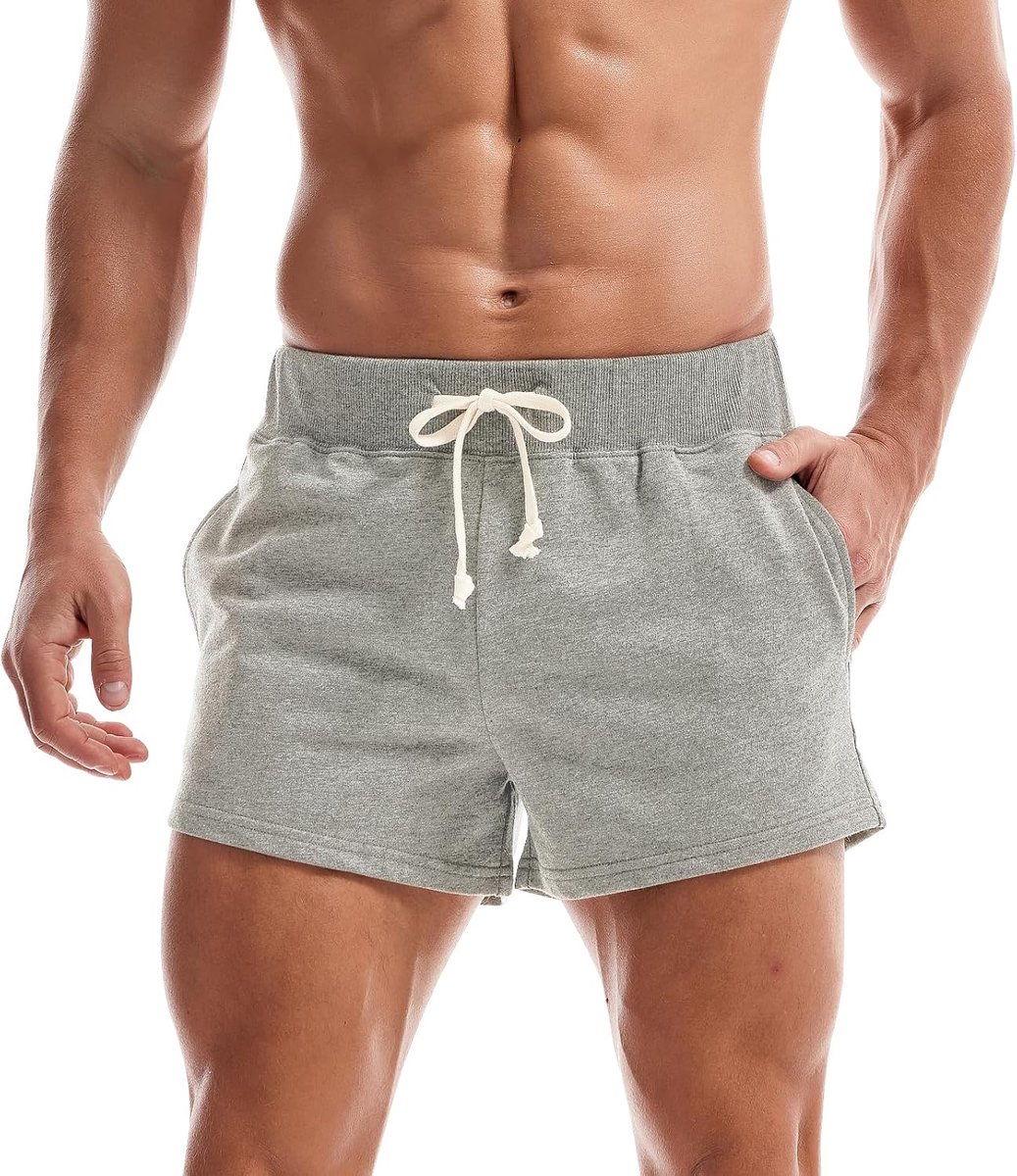 Coulee Sportbroek voor heren, korte katoenen sportshorts, ademende korte joggingbroek, hardloopshorts, sweatshorts, tennisbroek voor heren, met zakken