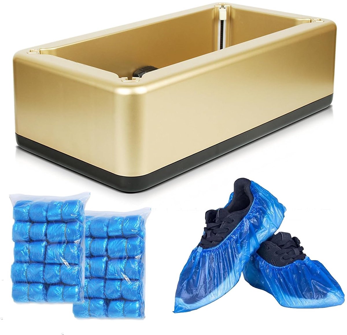 draagbare schoenovertrek, dispenser met 200 stuks schoenovertrekken, stofdicht en waterdicht, overschoenen, wegwerp, handenvrije overschoenen, dispenser voor thuis, kantoor, supermarkt