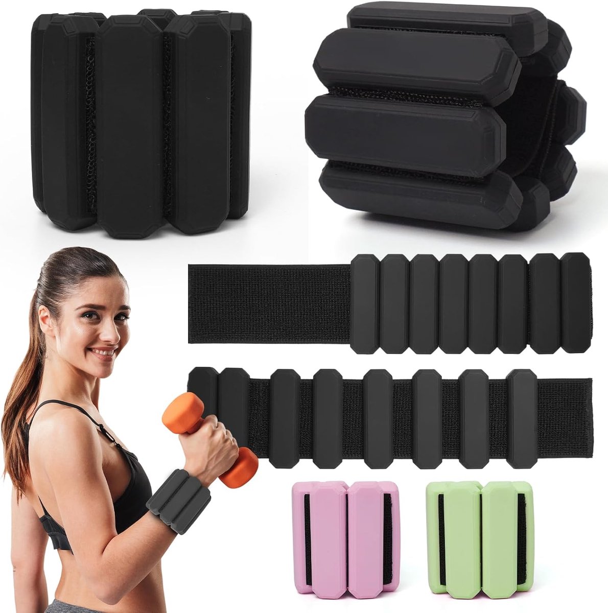 polsgewichten met 2 stuks (elk 0,45 kg), duurzame draagbare gewichtsmanchetten, enkelgewichten en enkelgewichten voor yoga, dans, pilates, cardio, aerobic, wandelen