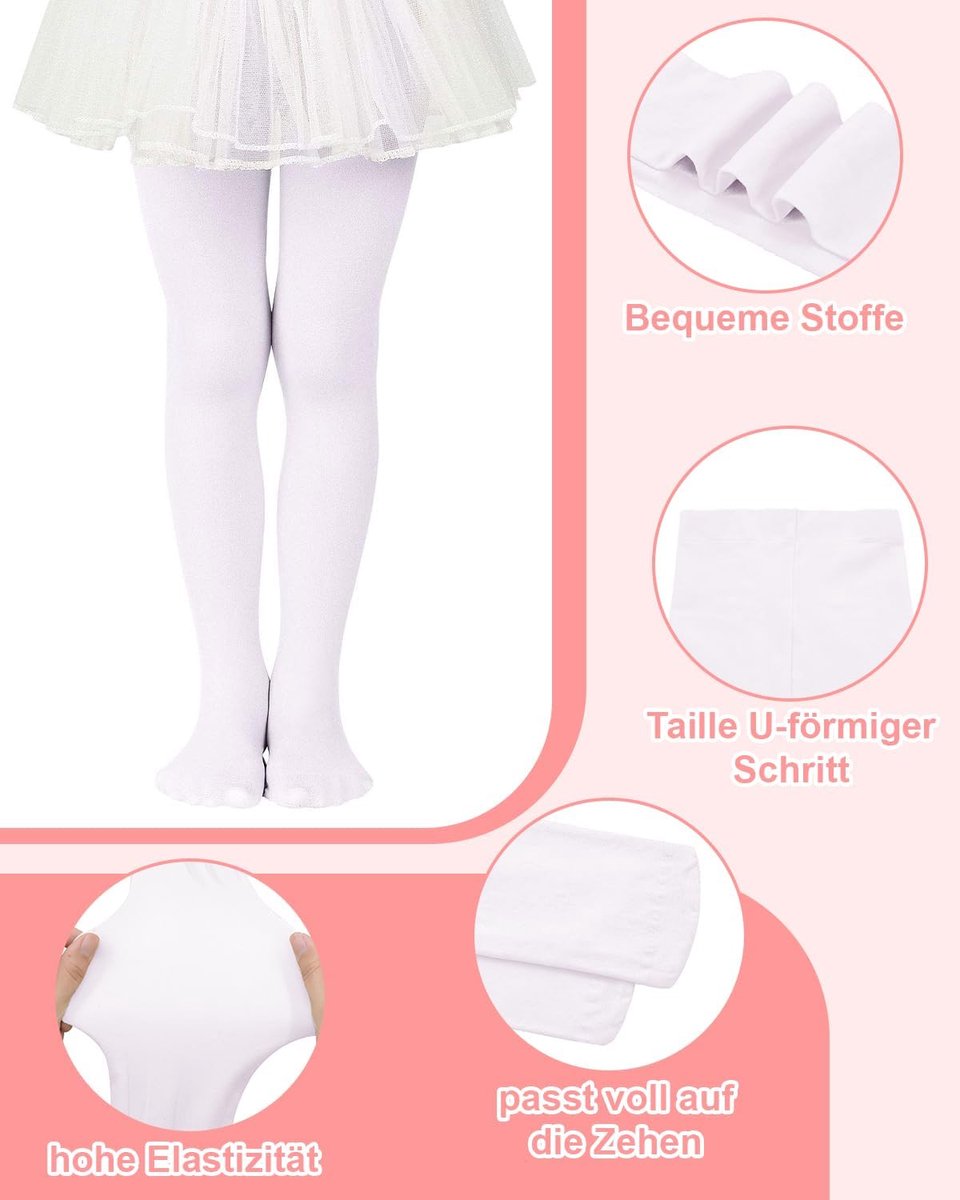 Star 3 paar balletpanty's voor meisjes, kinderen, balletpanty, zachte danspanty, ademende panty