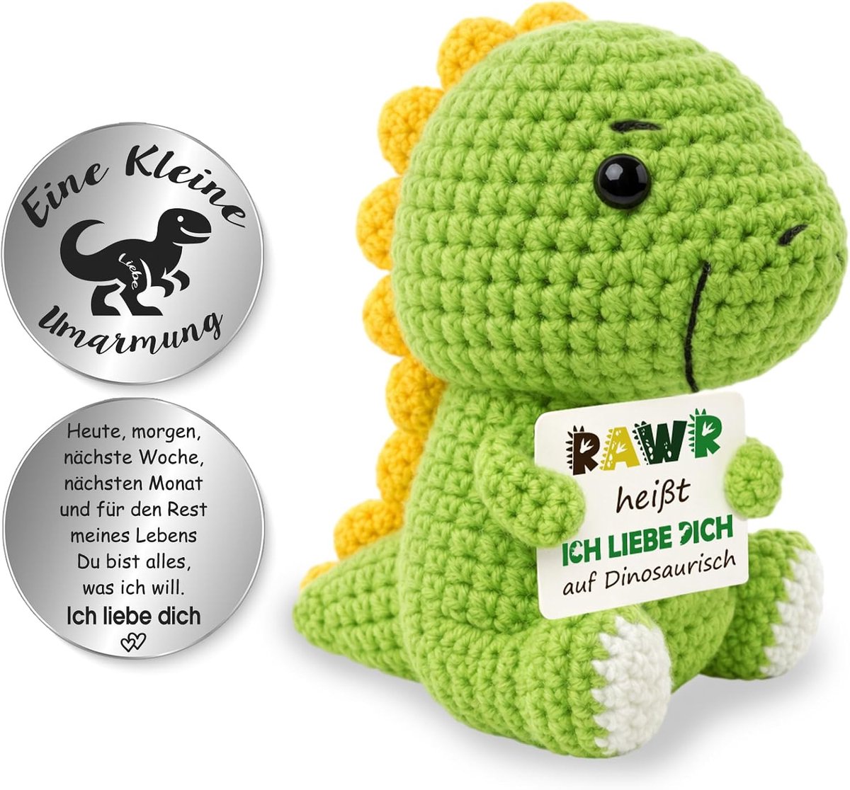 Pocket Hug Dino decoratiefiguur en kleine omarming geluksbrenger, ik hou van je cadeau, jubileumcadeau, huwelijkscadeau, Valentijnsdagcadeau