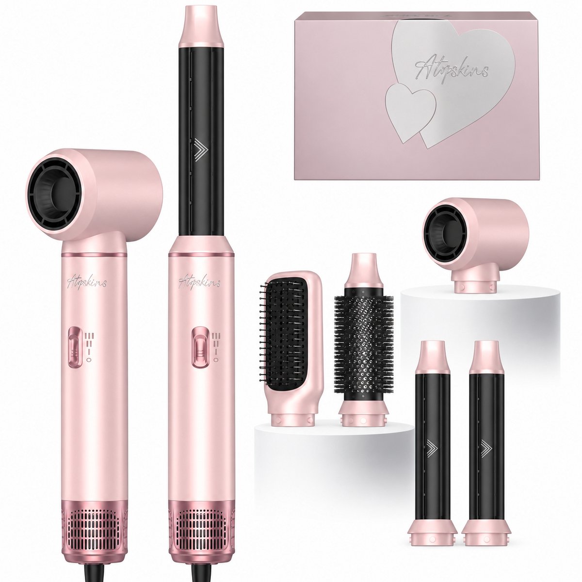 UKLISS® 5-in-1 Airstyler - Fohnborstel - Krulborstel - Multistyler - Stijlborstel - Alle Haartypes - Roze