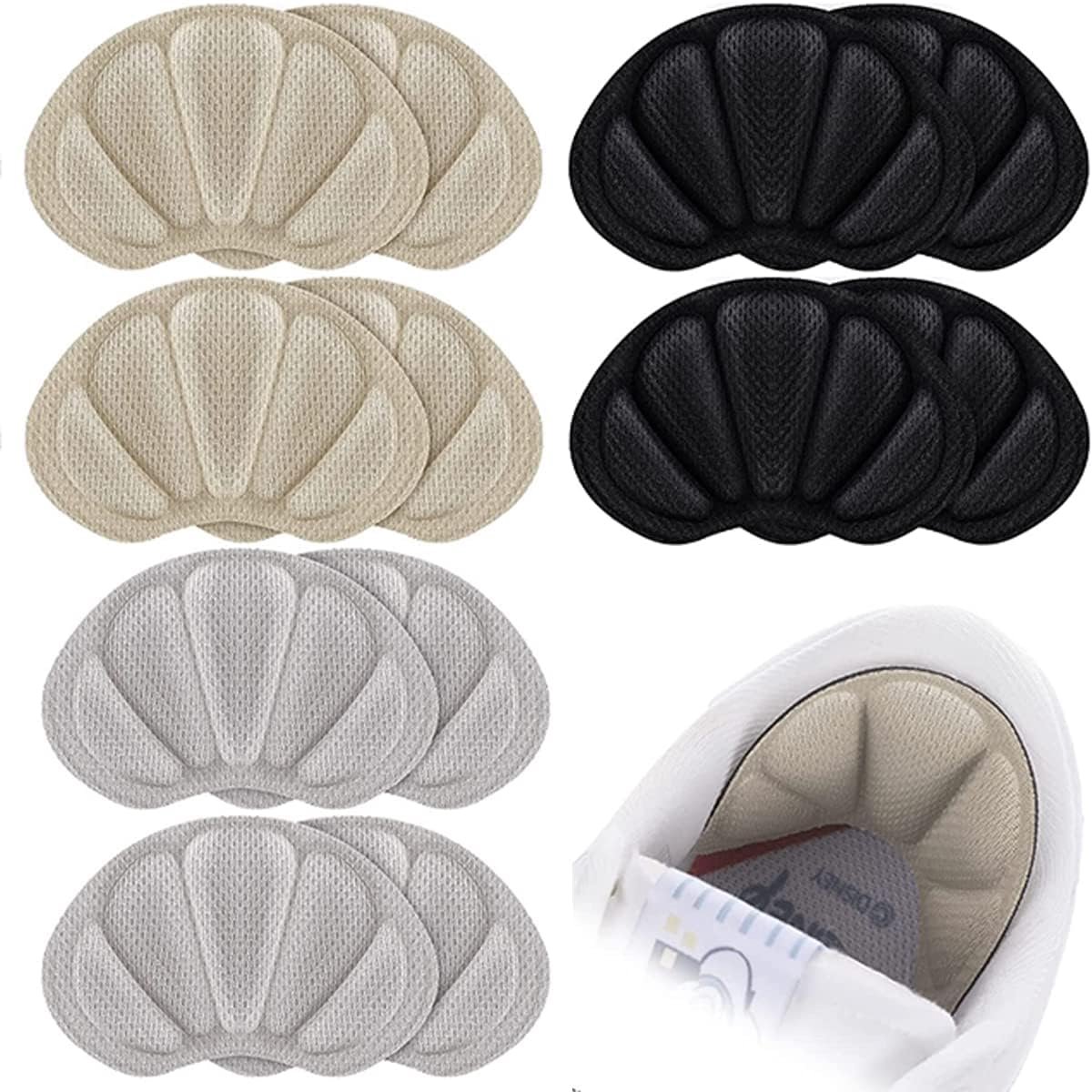6 Stuks - Hielbeschermers - Zelfklevend - Inlegzolen - Antislip Hielzooltjes - Hielkussen - Steunzolen - Voorkomt uitglijden en blaren - Heren & Dames - Geschikt voor sneakers, laarzen, canvas schoenen, vrijetijdsschoenen enz