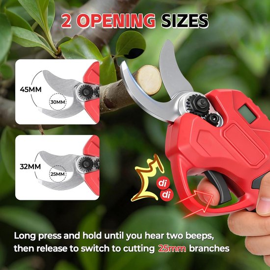 Snoeischaar voor Milwaukee M18, 300 W borstelloze motor, snijdiameter 30 mm, accu-snoeischaar, draadloze tuinsnijder voor het snoeien van struiken, bomen (rood voor Milwaukee) — afbeelding 3