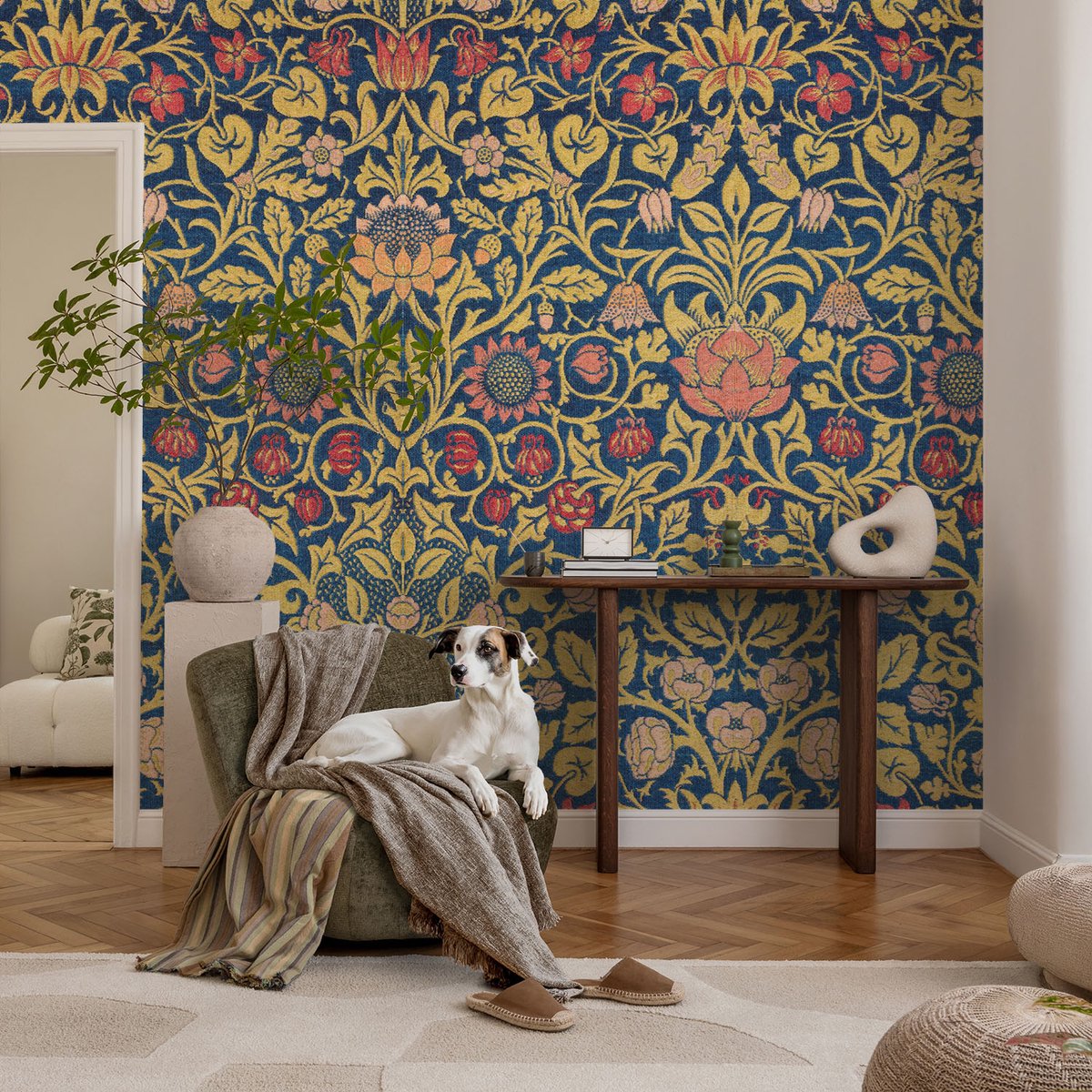 Coloray Vliesbehang - Groente Snellijm Behang - 104x70 cm - Bloemenpatroon Fotobehang Vlies - Woonkamer behang Bloemen En Planten - Muurschildering - Hal behang
