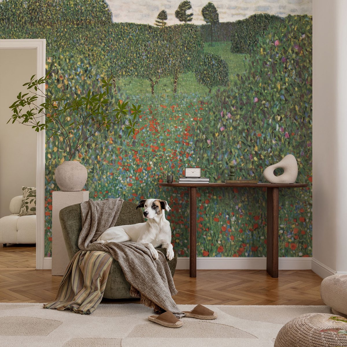 Coloray Vliesbehang - Groente Snellijm Behang - 104x70 cm - Bloemenweide Muurschildering - Slaapkamer behang Bloemen En Planten - Fotobehang Vlies - Slaapkamer behang