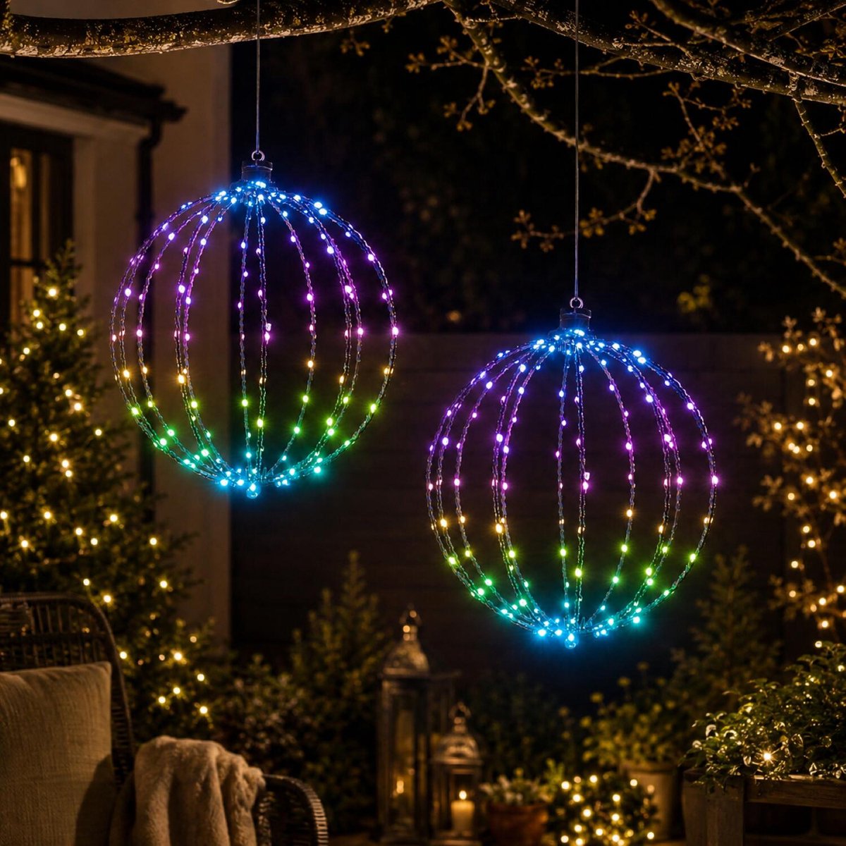Anna's Collection Lichtbol - 2x - D50 cm - gekleurde LED lampjes - color changing - afstandsbediening