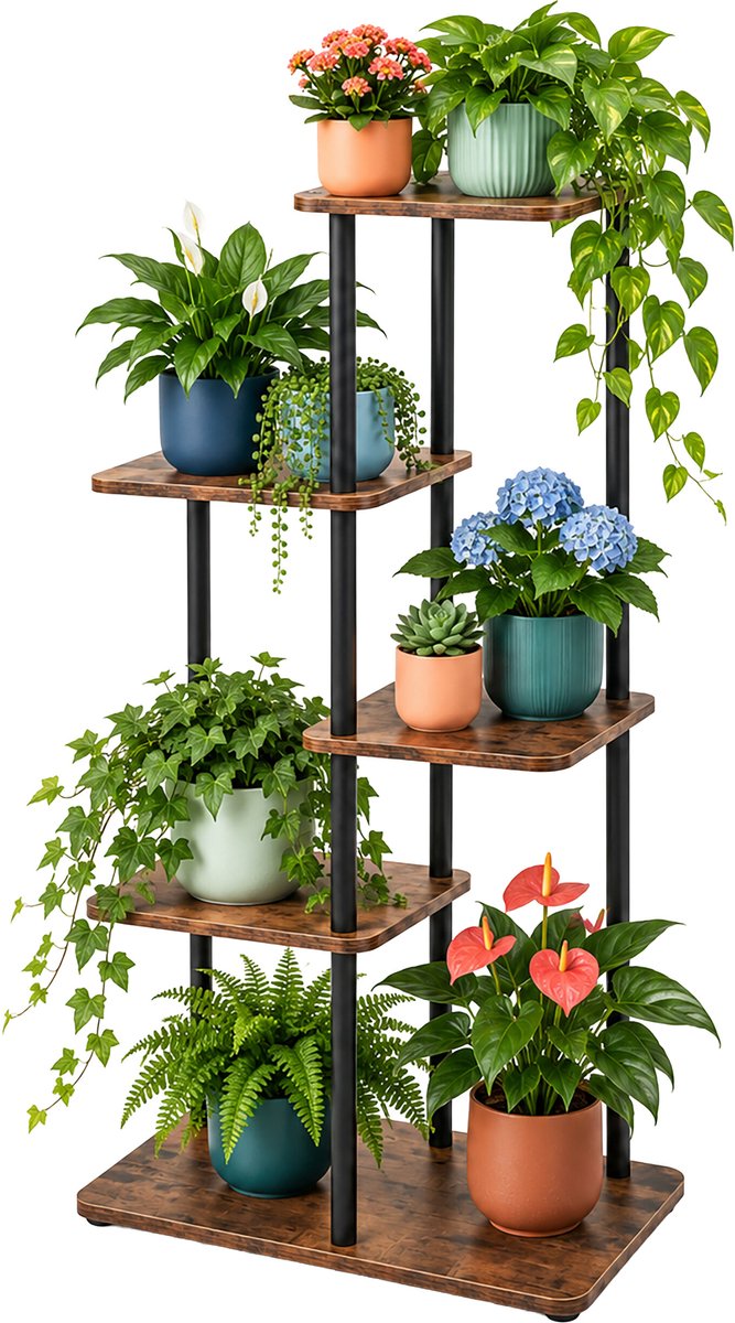 Plantenstandaard binnen - 5 planken - industrieel