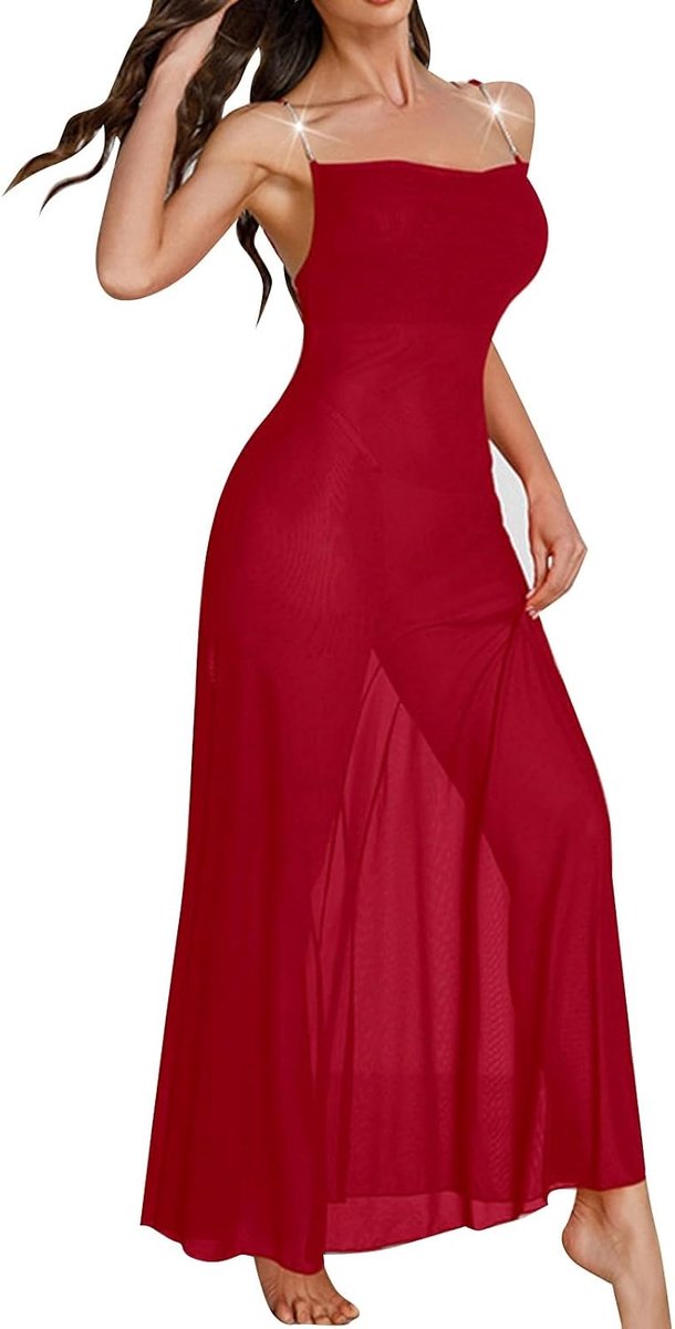 Lange jurk, sexy, casual, effen, voor dames, sexy jurk, sexy lingerie, pyjama