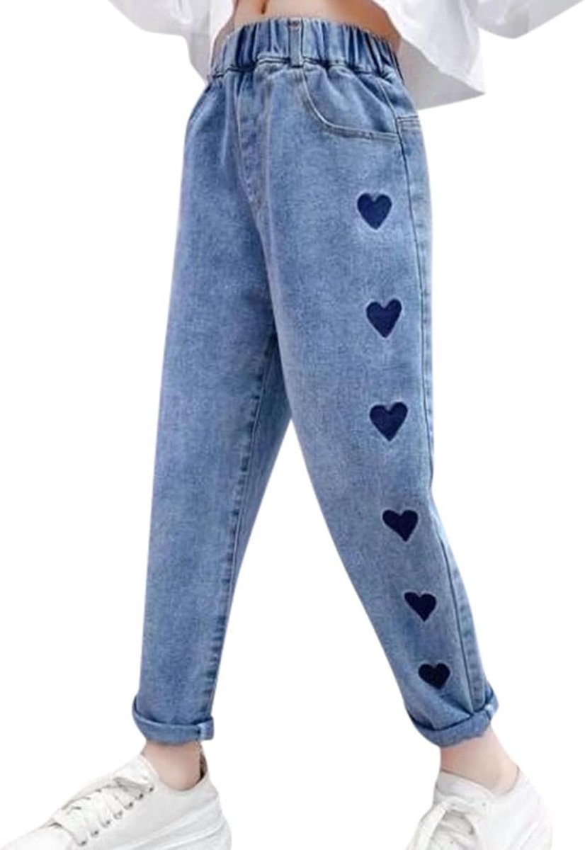 Casual jeans voor kinderen, meisjes, denim broek met elastische taille, lente- en herfstbroek
