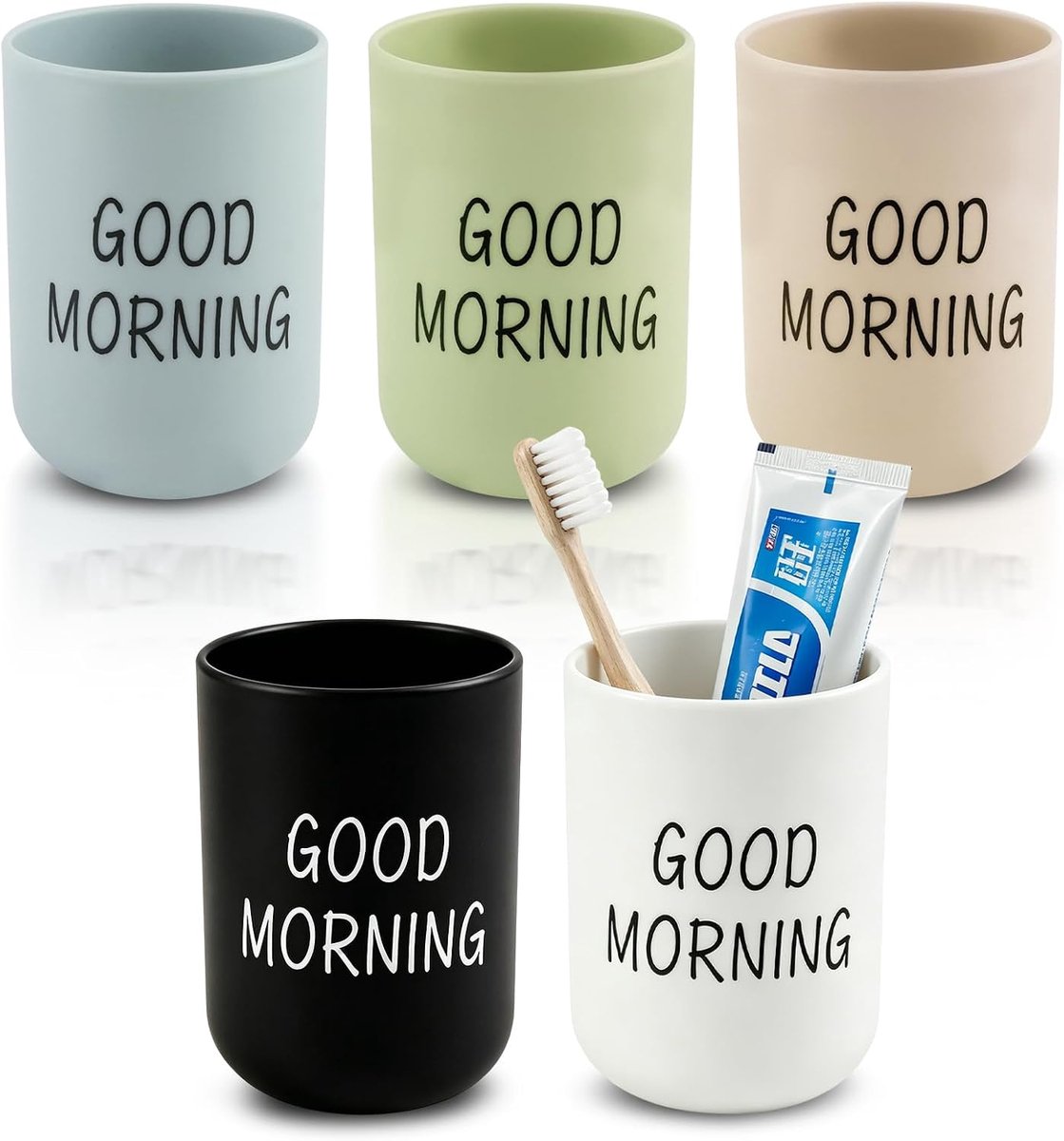 5 stuks tandenborstelbekers, 330 ml, tandenborstelbeker, drinkbeker, kunststof, herbruikbaar, vaatwasmachinebestendig, draagbare mondwaterbeker voor kinderen, tandenborstelhouder voor reizen