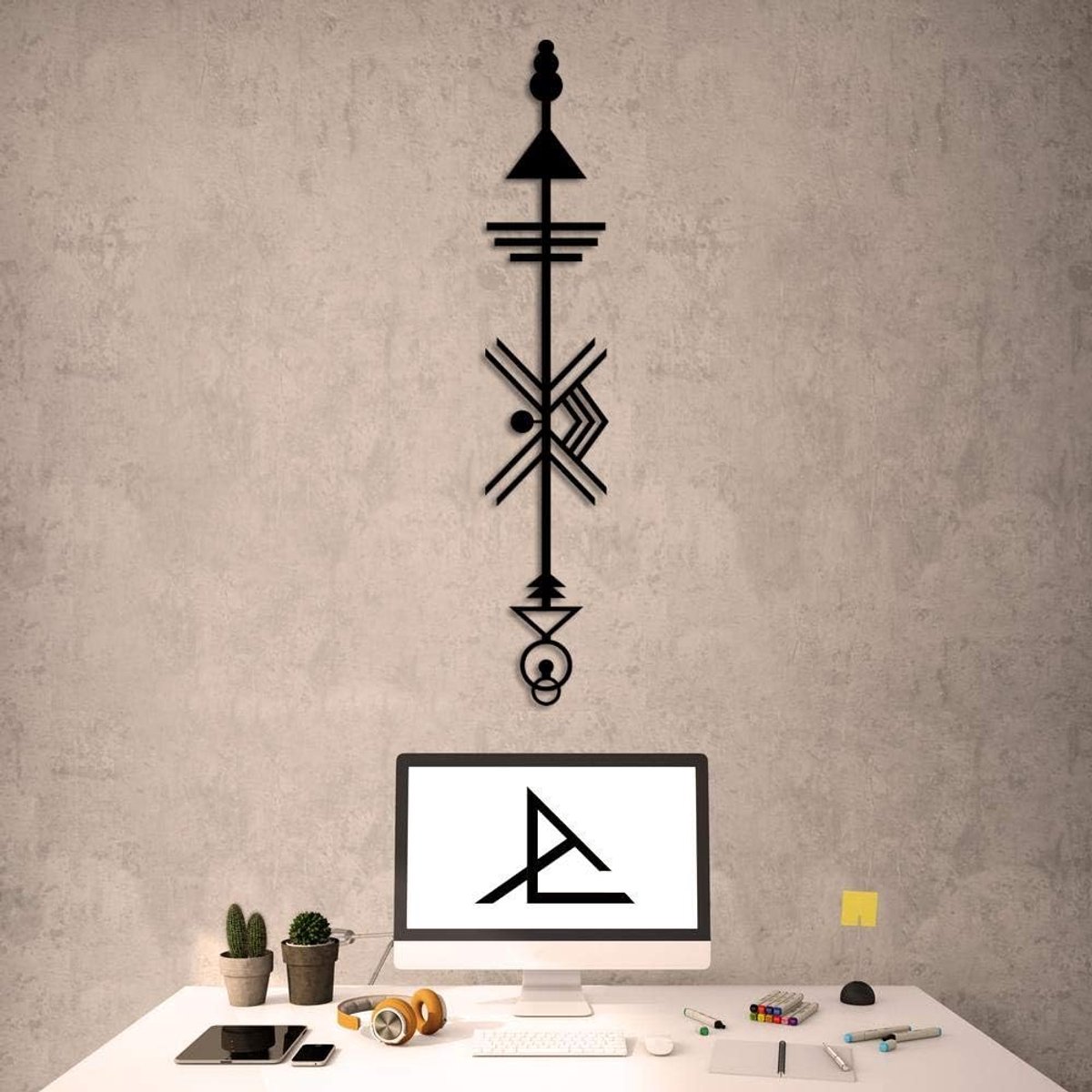 Amerindian Decorative Design - Metal Wall Decor Home Office Decoration, Bedroom Living Room Decor, Sculpture - ShopVlot
