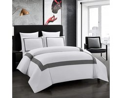 OSVINO Hotel Dekbedovertrek Set 3 Stks Microfiber Eenvoudige Lijn Stijl Beddengoed Set Ultra Zachte Dekbedovertrek Set - ShopVlot